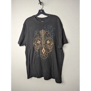 Lucky Brand Short Sleeve T Shirt Mens Large Black‎ Graphic Logo Aces Cards